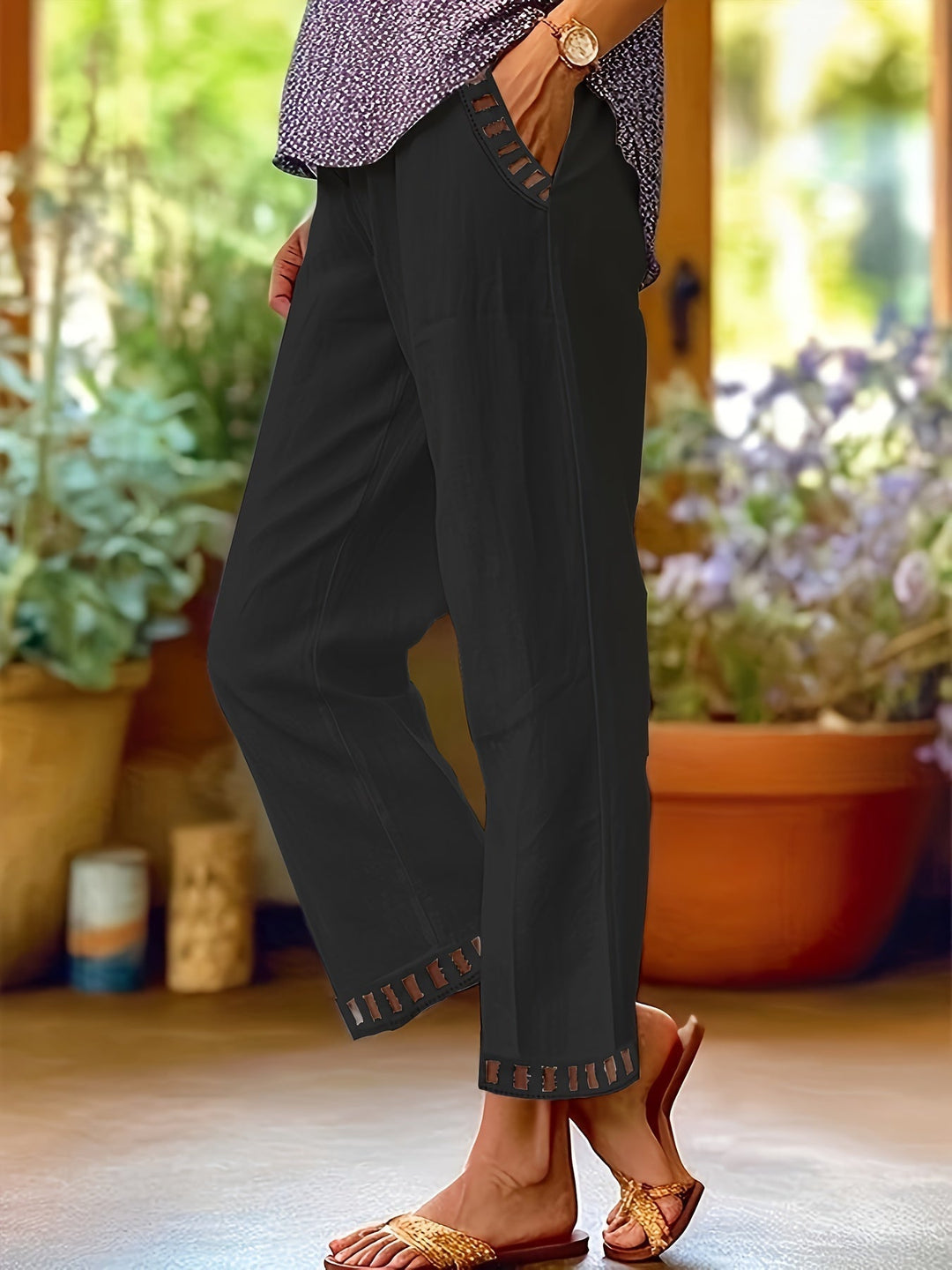 Wren – Kontrastdetails Cropped Relaxed Pants