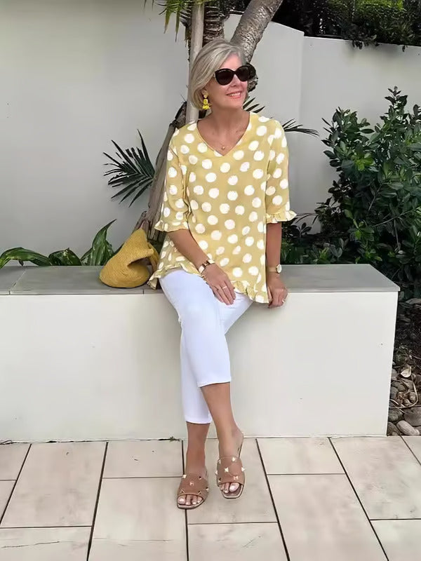 Bloomie - Stylische V-Ausschnitt Bluse