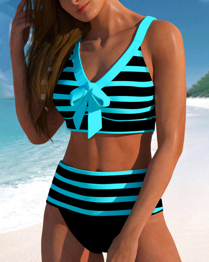 Bloom | Hochgeschnittener gestreifter Bikini