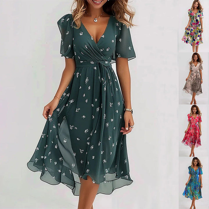 Arianna - Elegantes Kurzarmkleid aus leichtem Material mit stilvollem Druck