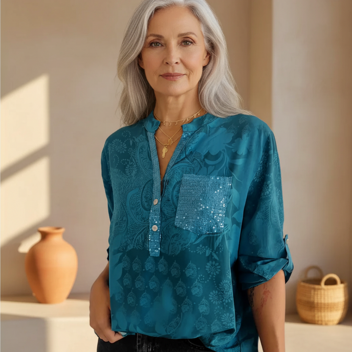 Thalina - Verzierte Taschenbluse