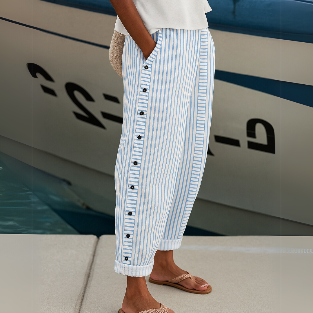 Caitlin | Stylische gestreifte Knopfhosen
