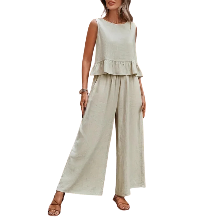 KAREN™ – Damen Tanktop mit Rüsche und weiten Beinen