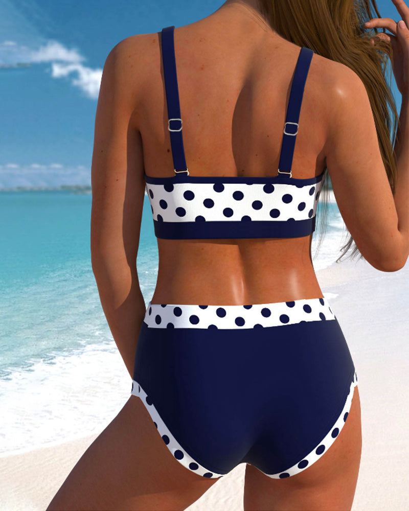 Liesbeth - Hochtailliertes Bikini-Set im Patchwork-Stil