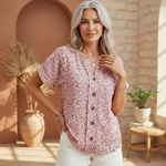 Selestia - Blumen-Button-Up-Bluse