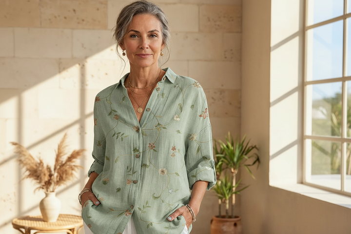 Roseline - Bedruckte Knopfleiste Hemd