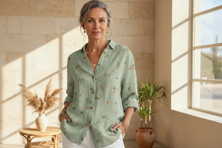 Roseline - Bedrucktes Hemd mit Knopfleiste
