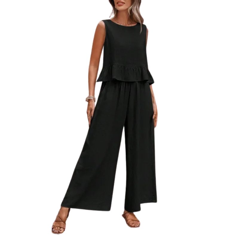 KAREN™ – Damen Tanktop mit Rüsche und weiten Beinen