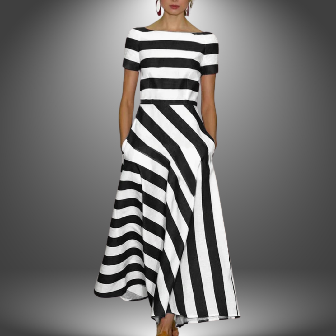 Elisa™ Handgefertigtes Gestreiftes Maxikleid