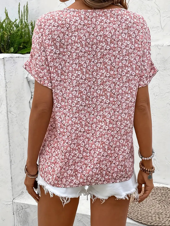 Selestia - Blumen-Button-Up-Bluse