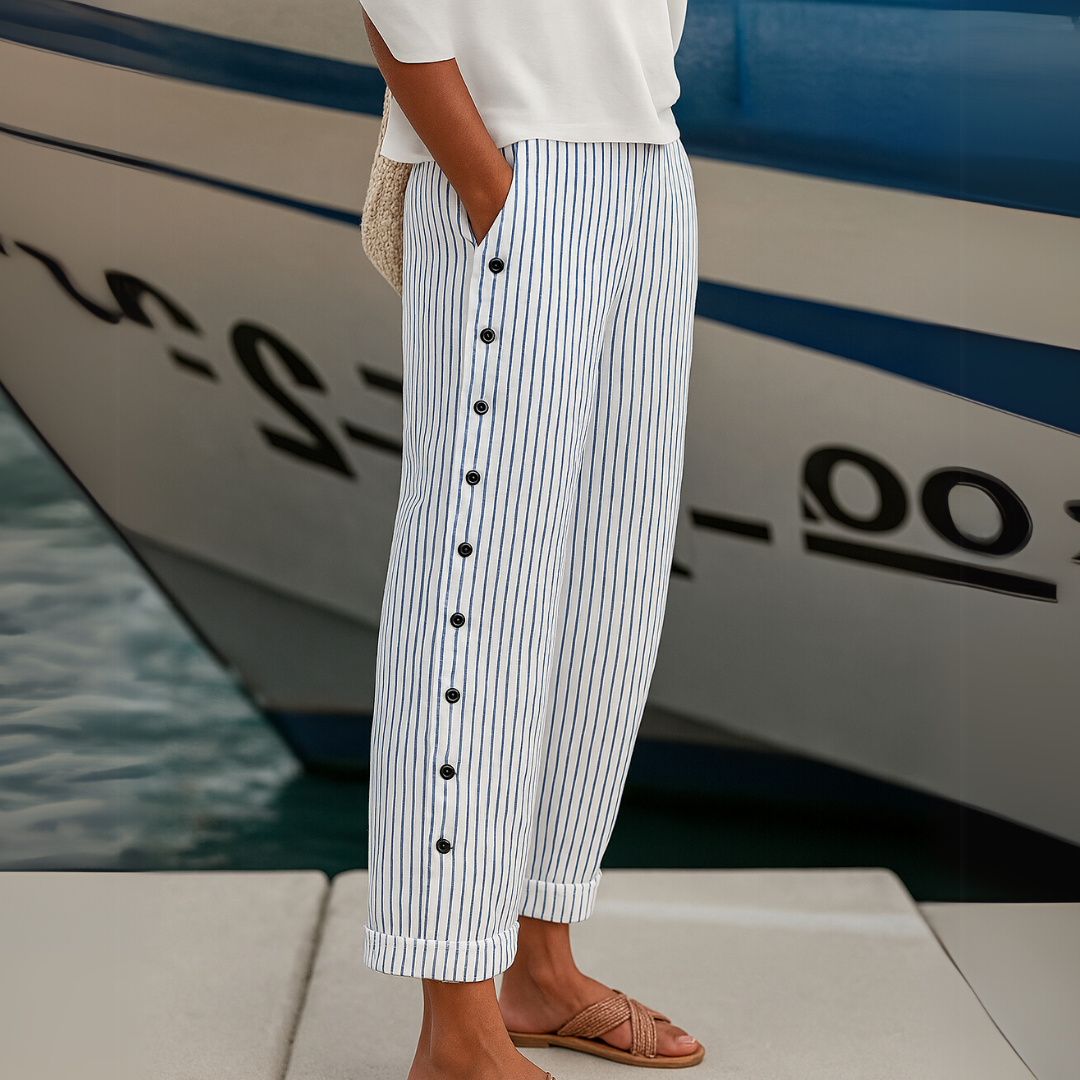 Caitlin | Stylische gestreifte Knopfhosen