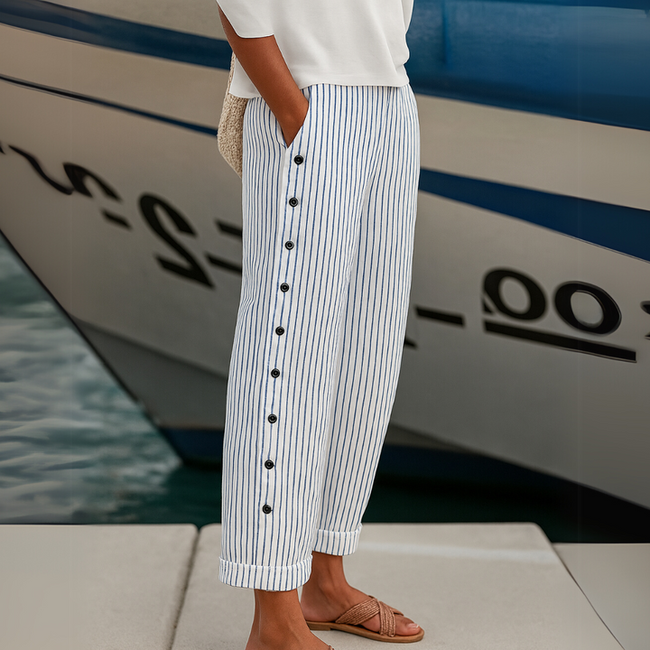 Caitlin | Stylische gestreifte Knopfhosen