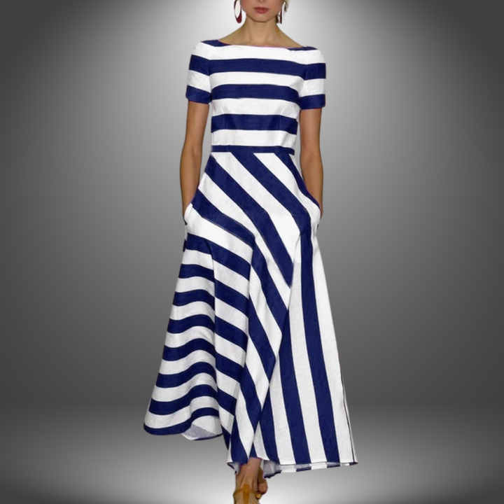 Elisa™ Handgefertigtes Gestreiftes Maxikleid