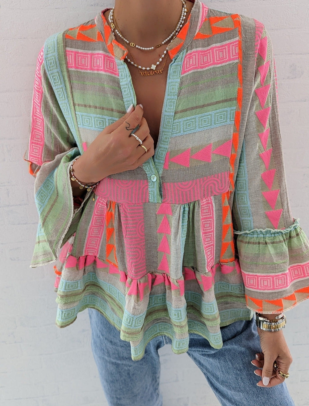 Sirenia - Boho Bedrucktes Top