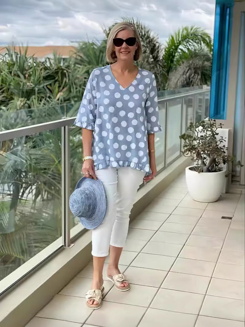 Bloomie - Stylische V-Ausschnitt Bluse