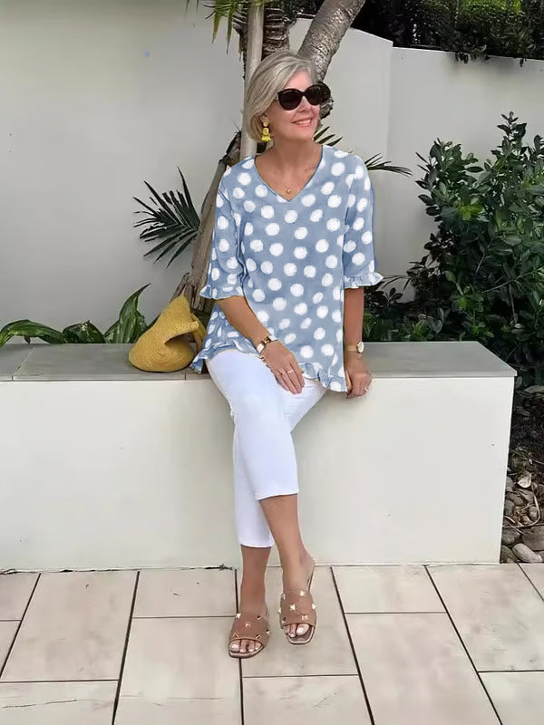 Bloomie - Stylische V-Ausschnitt Bluse