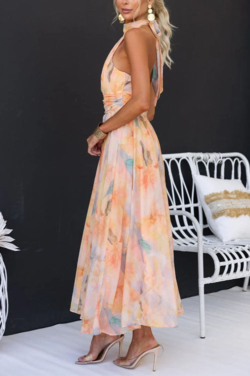Halter™ - Bedrucktes Maxi-Kleid
