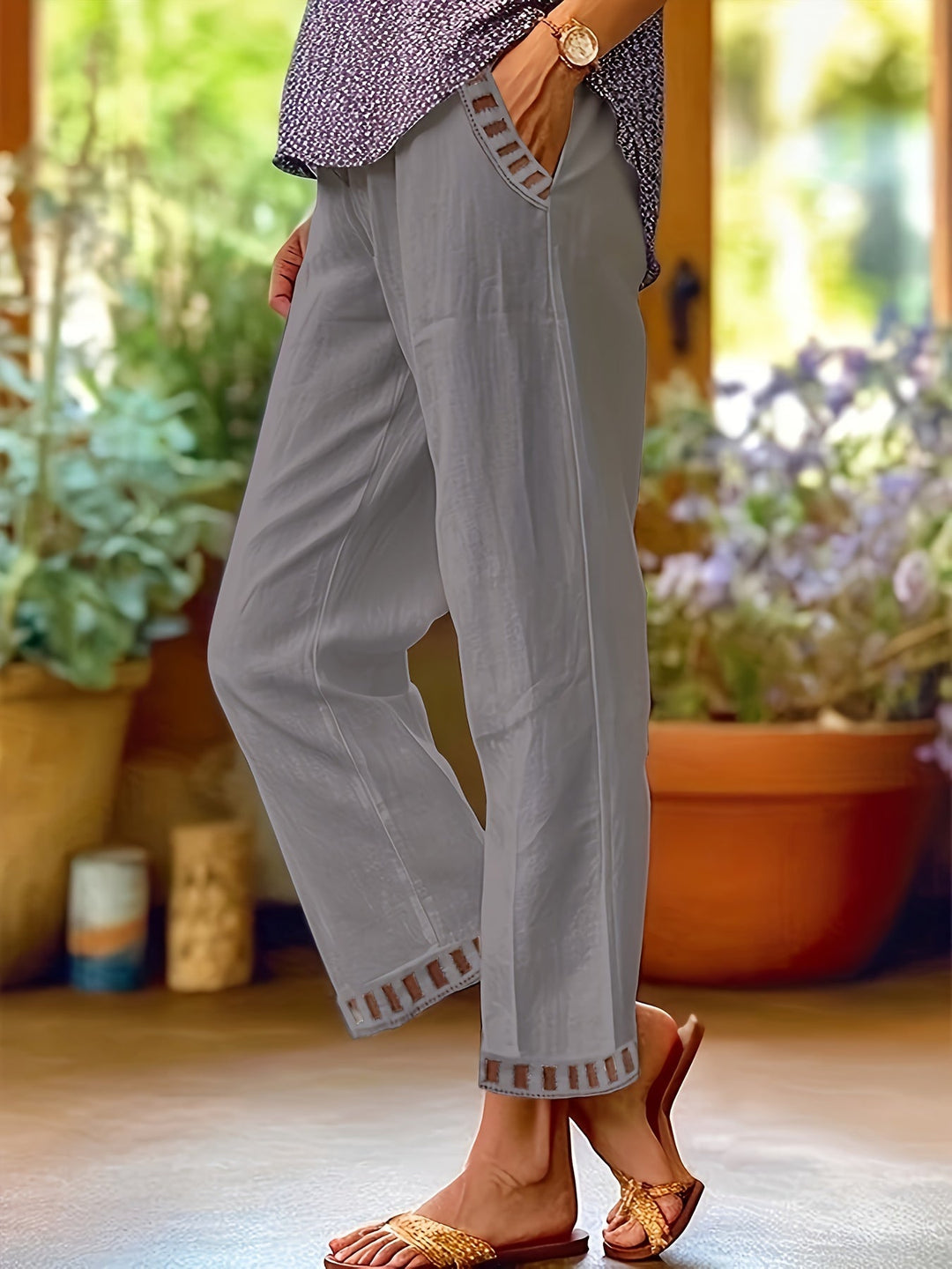 Wren – Kontrastdetails Cropped Relaxed Pants