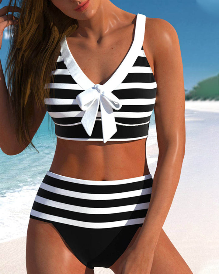 Bloom | Hochgeschnittener gestreifter Bikini