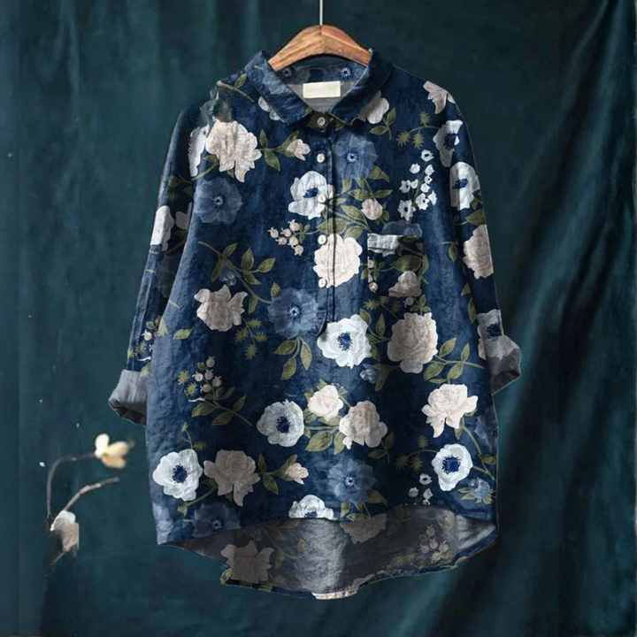 Alessia™ | Zeitlose Muster-Leinenbluse