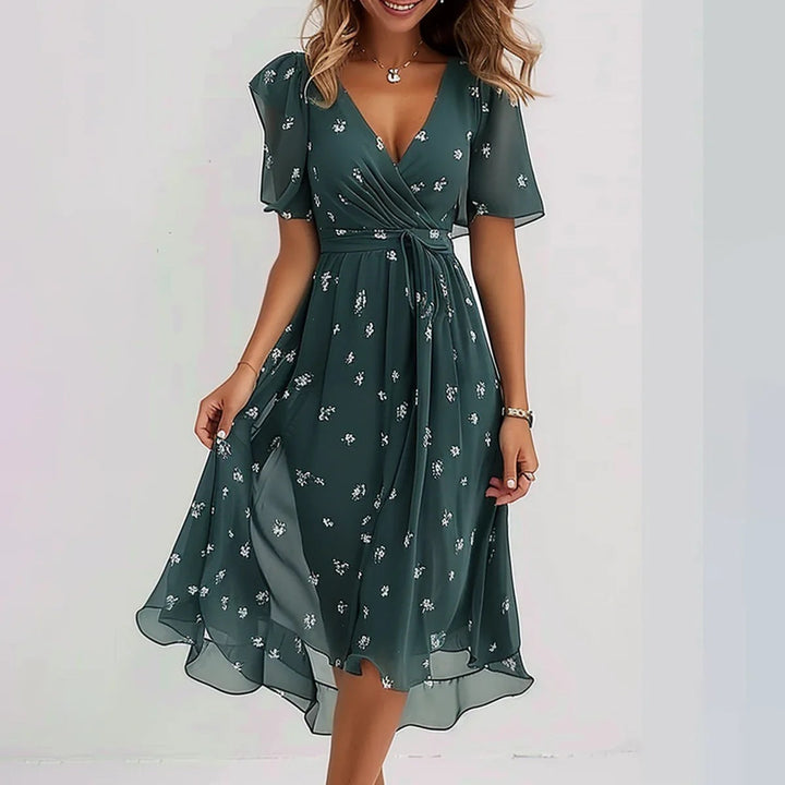Arianna - Elegantes Kurzarmkleid aus leichtem Material mit stilvollem Druck