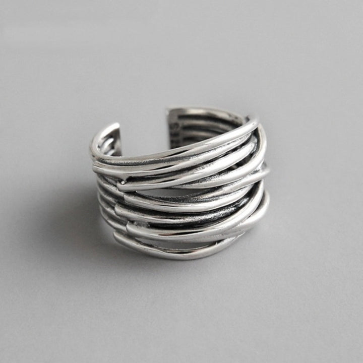 Verstellbarer Ring aus 925er Sterlingsilber in Schichten