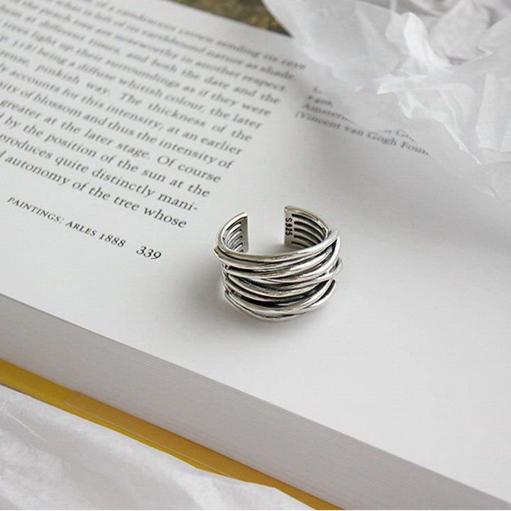 Verstellbarer Ring aus 925er Sterlingsilber in Schichten