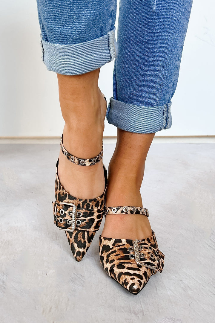 Verführerischer Stil Schnallenriemen Kitten Heels (Leopard)