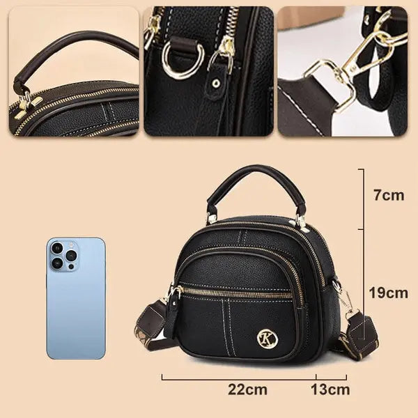 Mollys zeitlose Eleganz | Stilvolle Lederhandtasche mit Schultergurt
