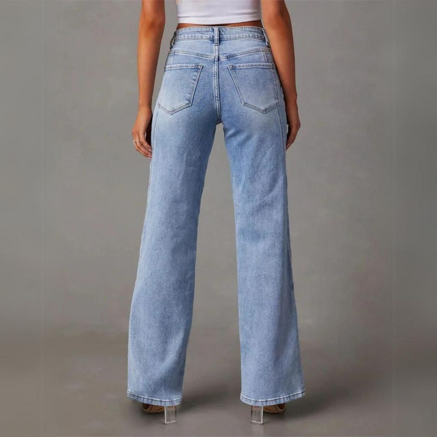 Zoe - Weite High-Waisted Denim-Jeans