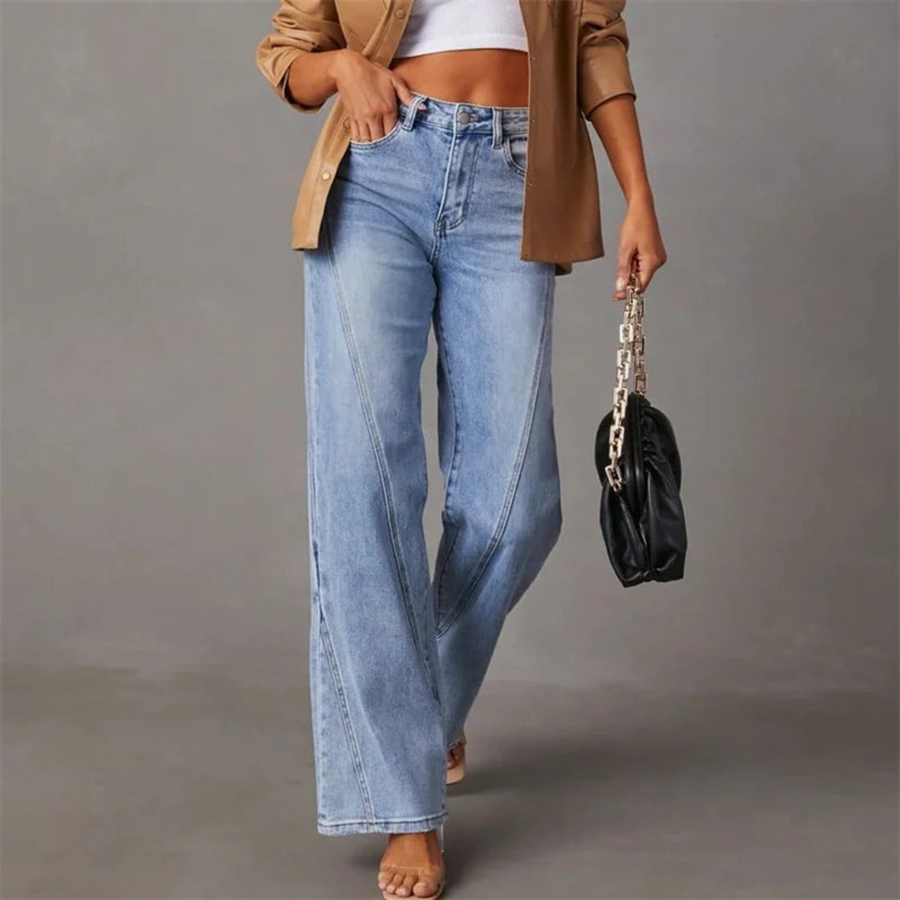 Zoe - Weite High-Waisted Denim-Jeans