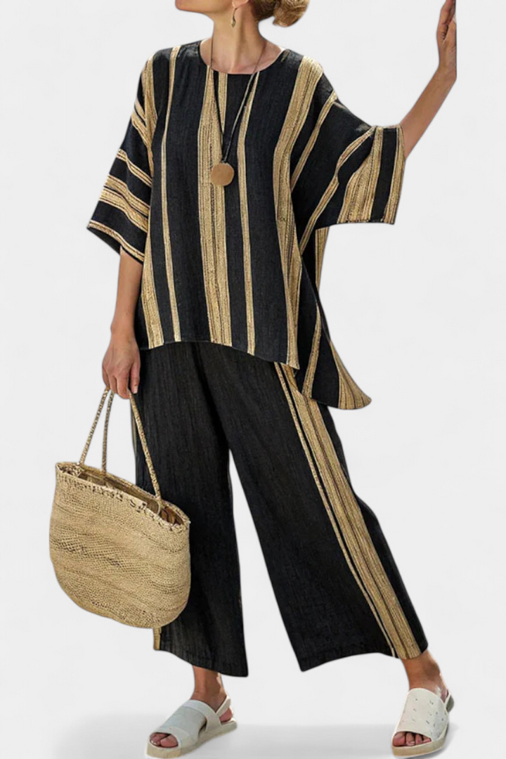 Calden | Oversized Striato Comfort Pants with Linen Relaxed Fit