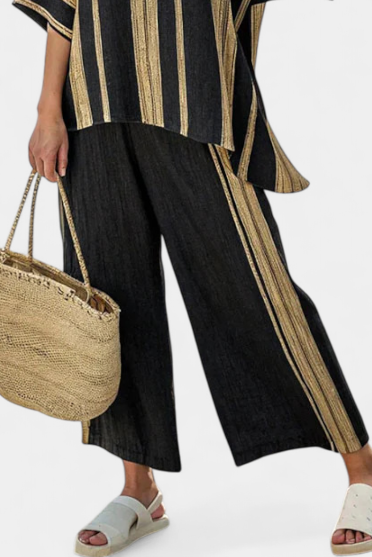Calden | Oversized Striato Comfort Pants with Linen Relaxed Fit