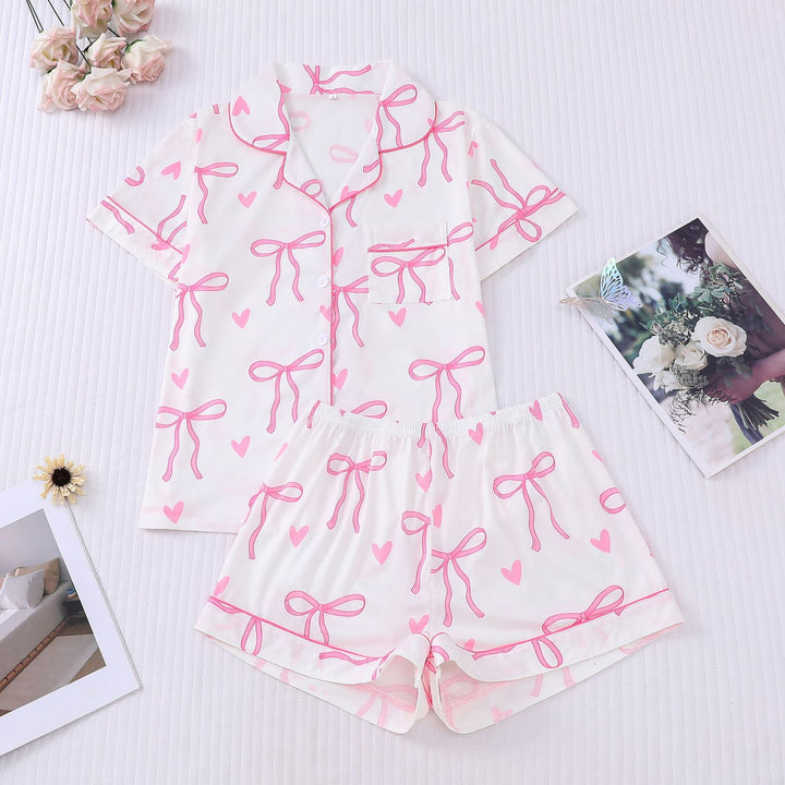 SHAKILA™ - Lässiges Crop-Shirt und kurzes Pyjama-Set
