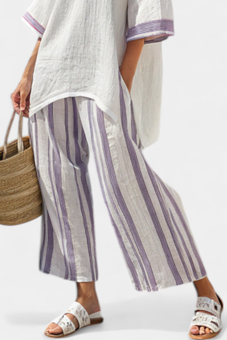 Luxmere | Legere und Bequeme Bluse mit Streifenhose aus Bambus