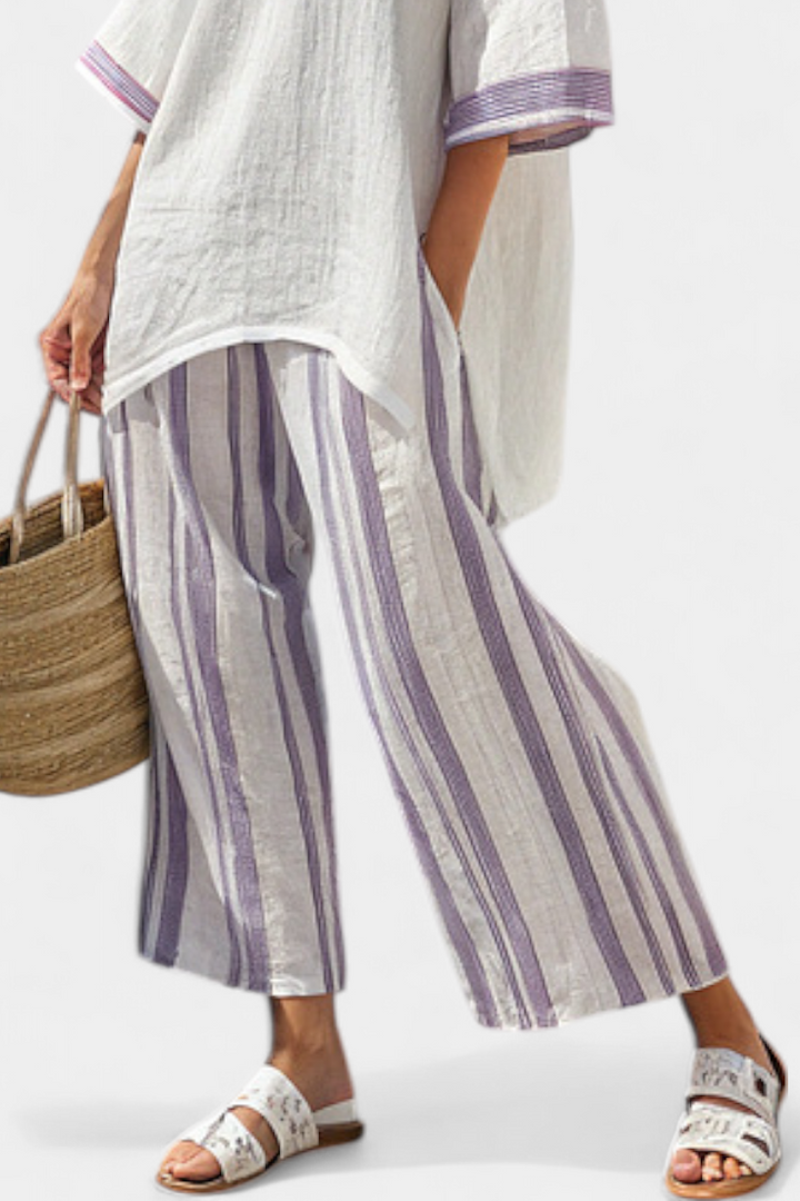 Luxmere | Legere und Bequeme Bluse mit Streifenhose aus Bambus