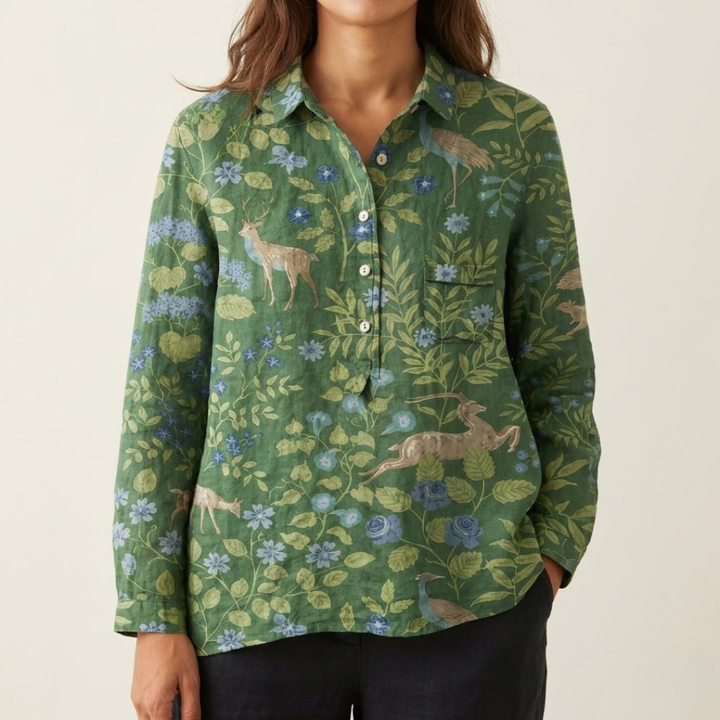Isolde™ | Zeitlose Leinenbluse mit Muster