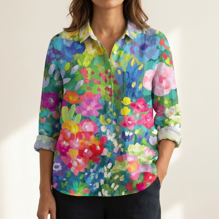 Vivianne™ | Zeitlose Muster-Leinenbluse