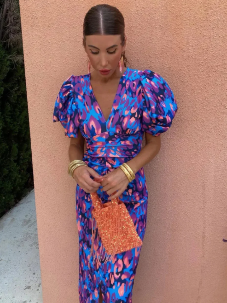 Ursula | Lebhaftes Plissee-Midi-Kleid
