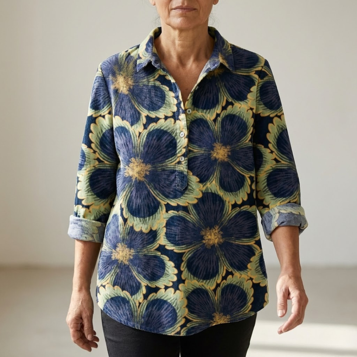 Soleil™ | Zeitlose Druck-Leinenbluse