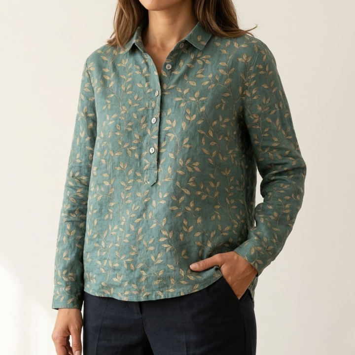 Alessia™ | Zeitlose Muster-Leinenbluse