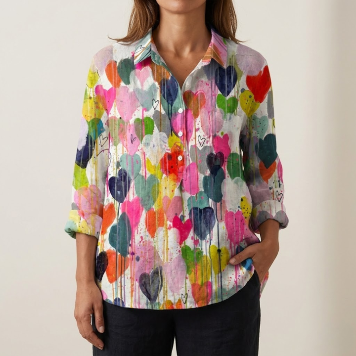 Thalia™ | Zeitlose Muster-Leinenbluse