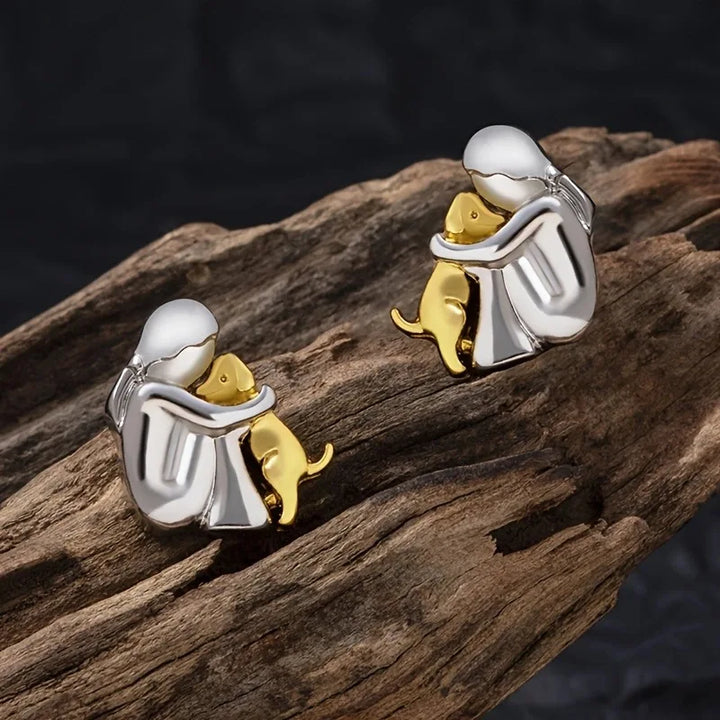 Bicolor Hugg Ohrstecker in Silber und Gold