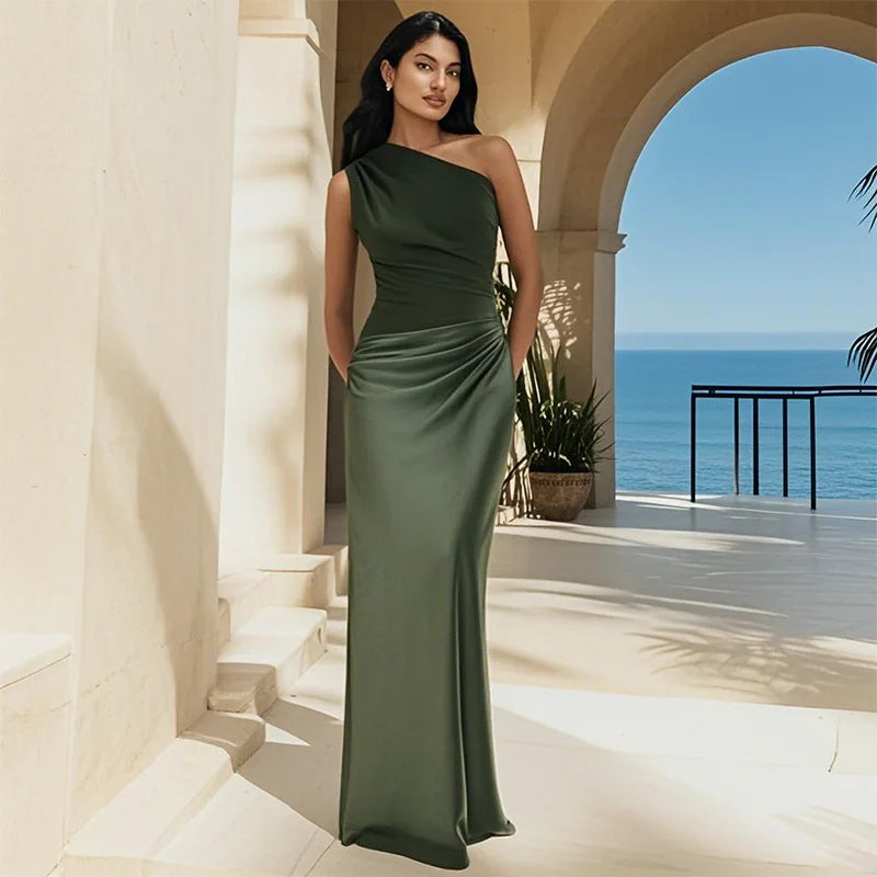 Sophia | Satin-Maxikleid mit einem Hauch von Eleganz