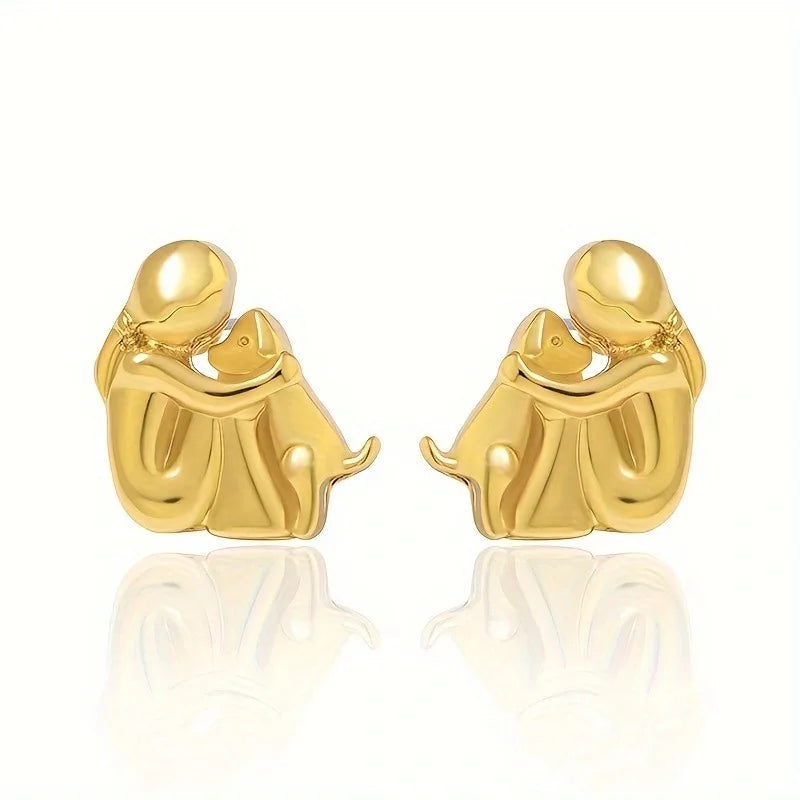 Bicolor Hugg Ohrstecker in Silber und Gold