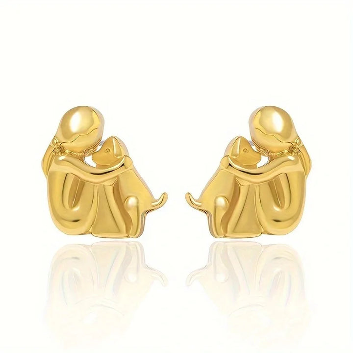 Bicolor Hugg Ohrstecker in Silber und Gold