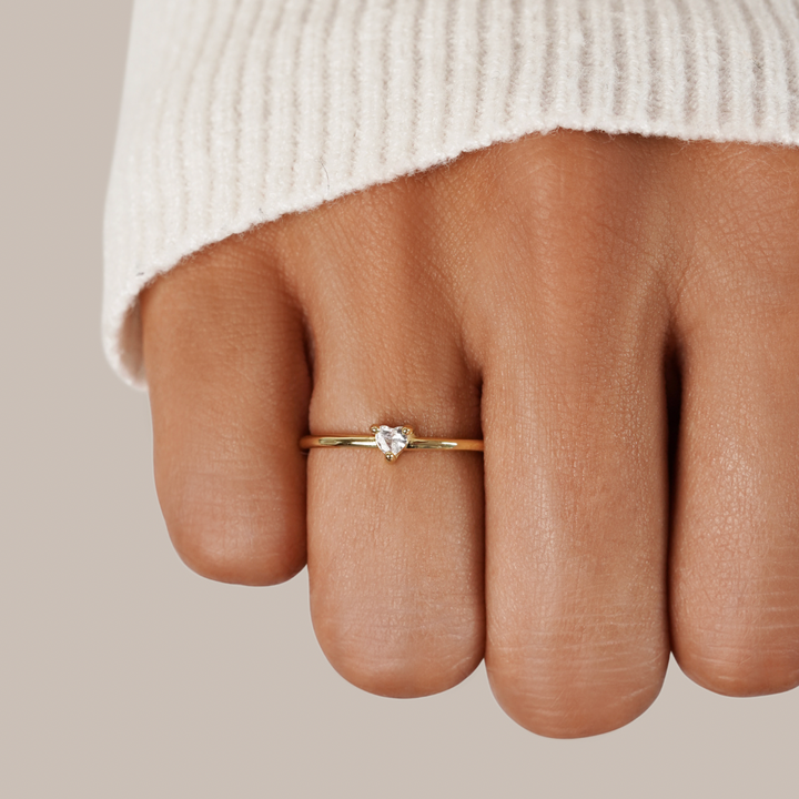 Kleine Ring Liebe Kristall Herz