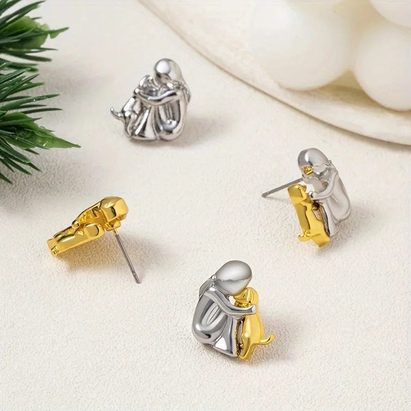 Bicolor Hugg Ohrstecker in Silber und Gold