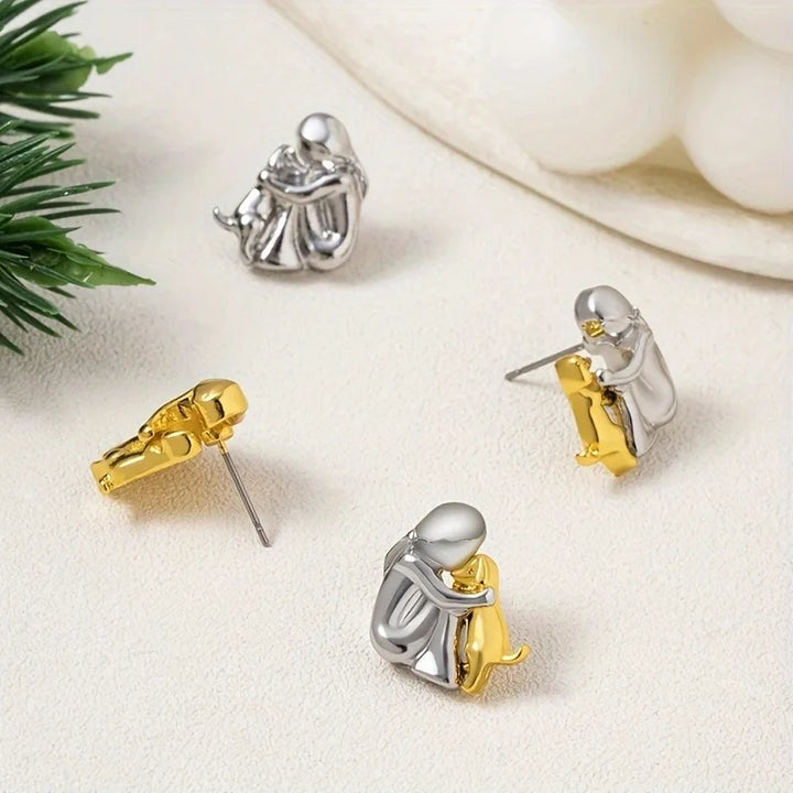 Bicolor Hugg Ohrstecker in Silber und Gold