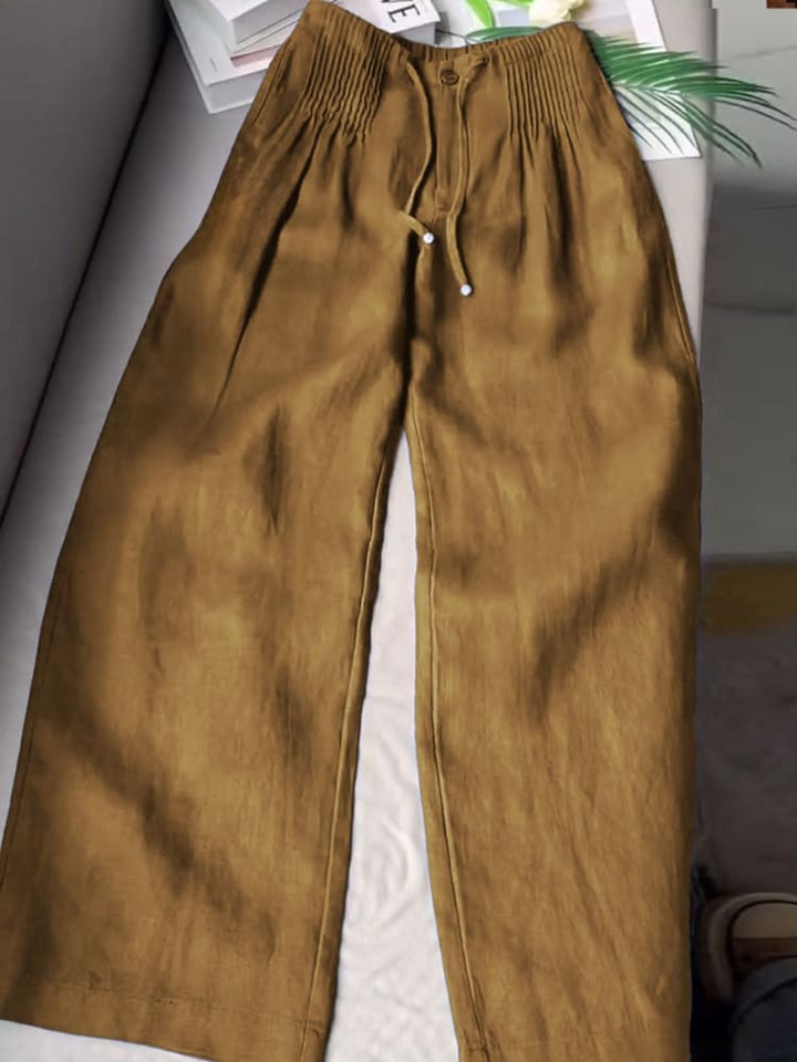 AMELINA – Comfort Fit Pleated Linen Pants